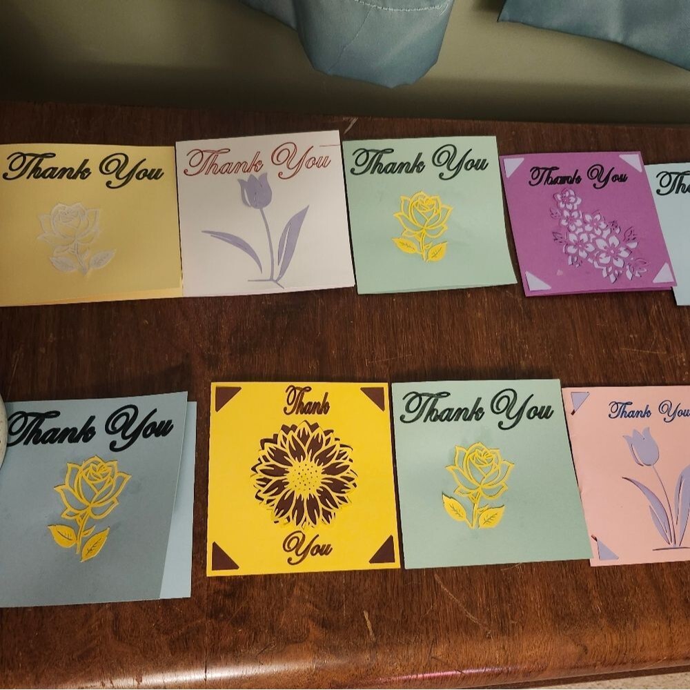 Hand Crafted Colorful Thank You Cards Set of 12 - Picture 5 of 13